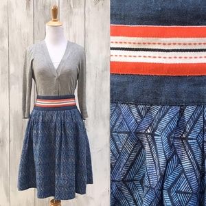 Tristan Retro Style Denim Blues A-Line Skirt
